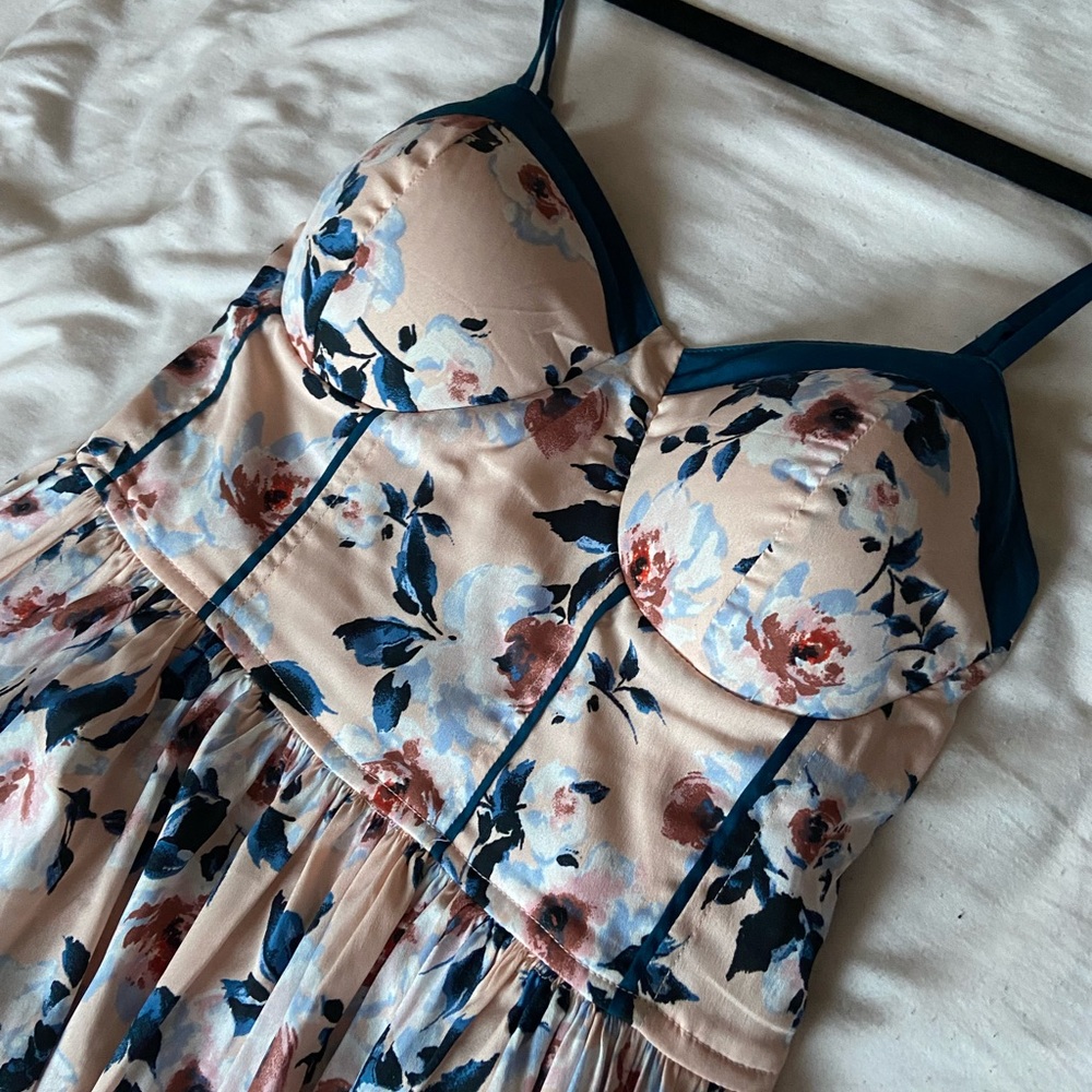 Band of Gypsies pink and navy floral mini sundress